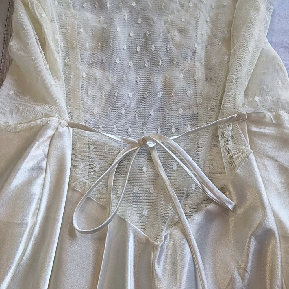 BHLDN FLORA NIKROOZ Ivory Showstopper Charmeuse Long Gown & Robe Bridal Set Sz L - Picture 7 of 10